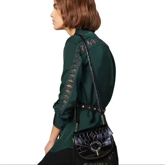 Sandro green Verden lace inset‎ blouse small new - Picture 4 of 11